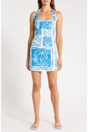 Sea Glow Cotton & Linen Halter Minidress at Nordstrom